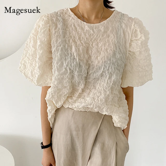 2021 manga curta blusas femininas verão bordado impressão chiffon camisa  coreano peter pan colarinho floral camisas femininas roupas 15249