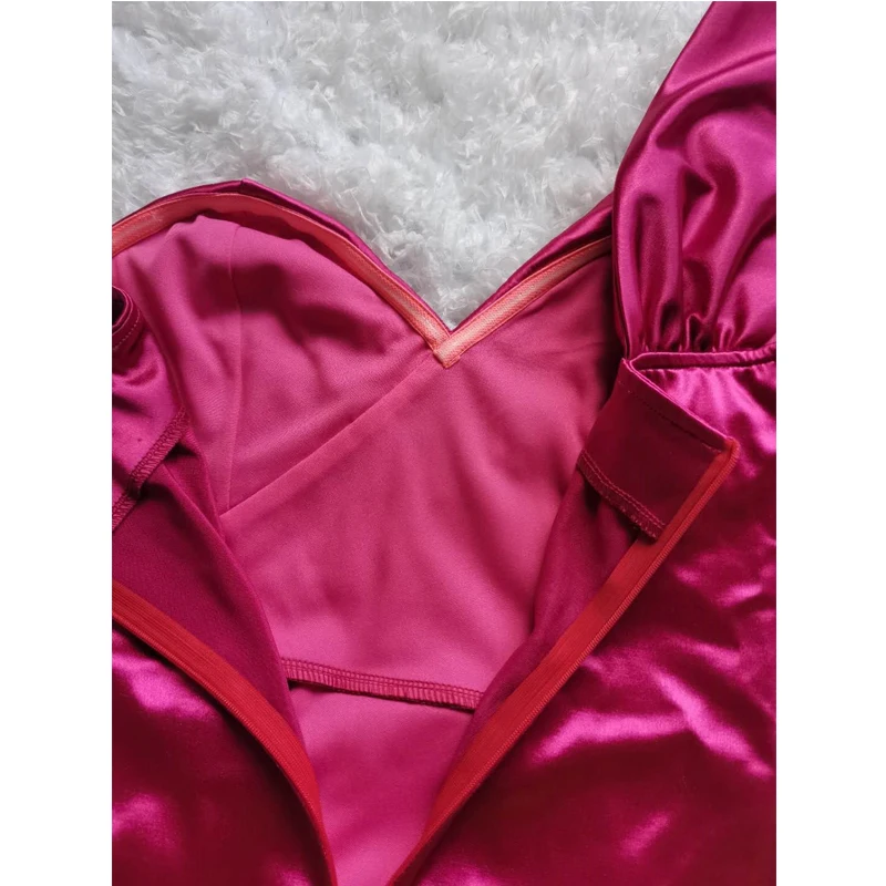 

Summer Office Dress Women One Shoulder Strapless Elegant Celebrity Outfit Club Wear Satin Party Dress Solid Stretch Sheath M0619