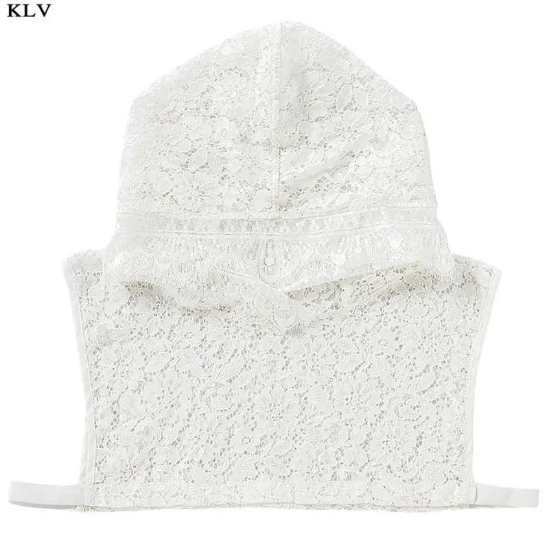 Женский вязаный крючком полый цветочный кружевной воротник с капюшоном Кепка