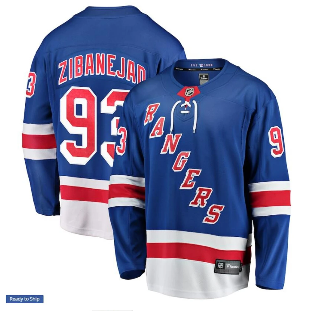 

Men's New York Mika Zibanejad Premier Breakaway Rangers Player Jersey