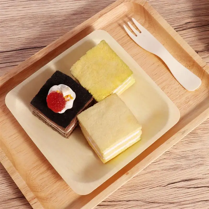 

ROSENICE 100pcs Square Disposable Wooden Plate Party Plates Tableware for Wedding Restaurant Picnic Birthday 140x140mm