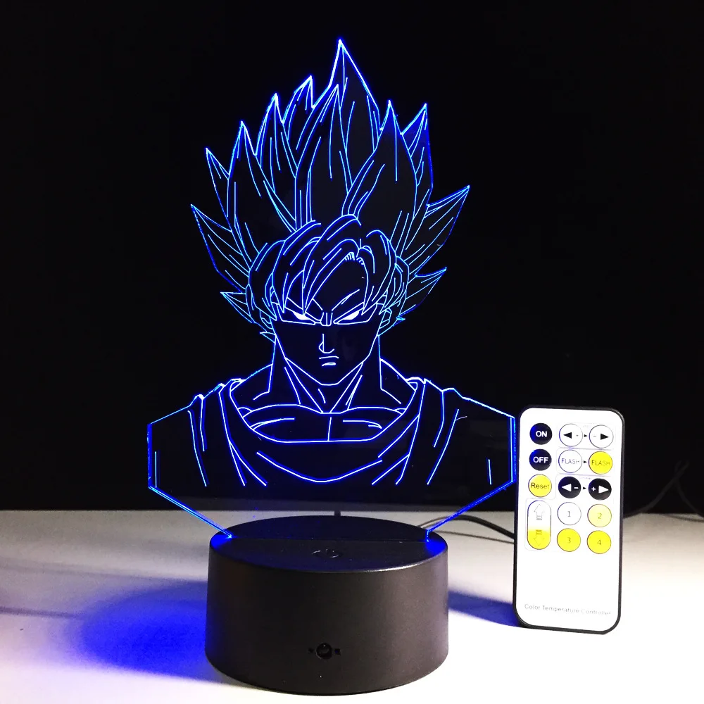 Фигурка дракона жемчуга Z 3D светодиодный настольная лампа Супер Saiyan Goku Вегета