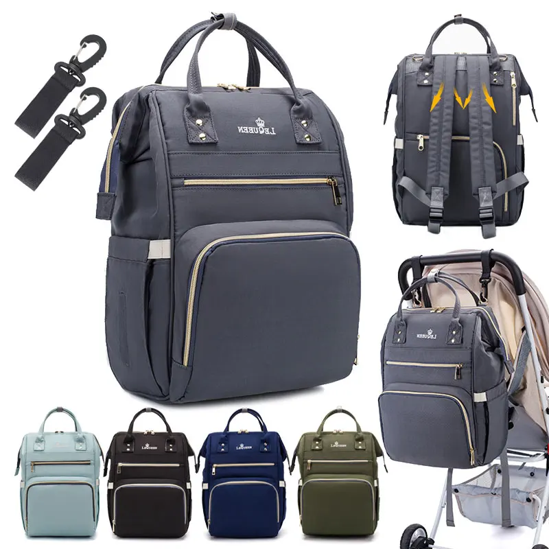 Сумка для подгузников Lequeen вместительный рюкзак мам дорожная водонепроницаемая