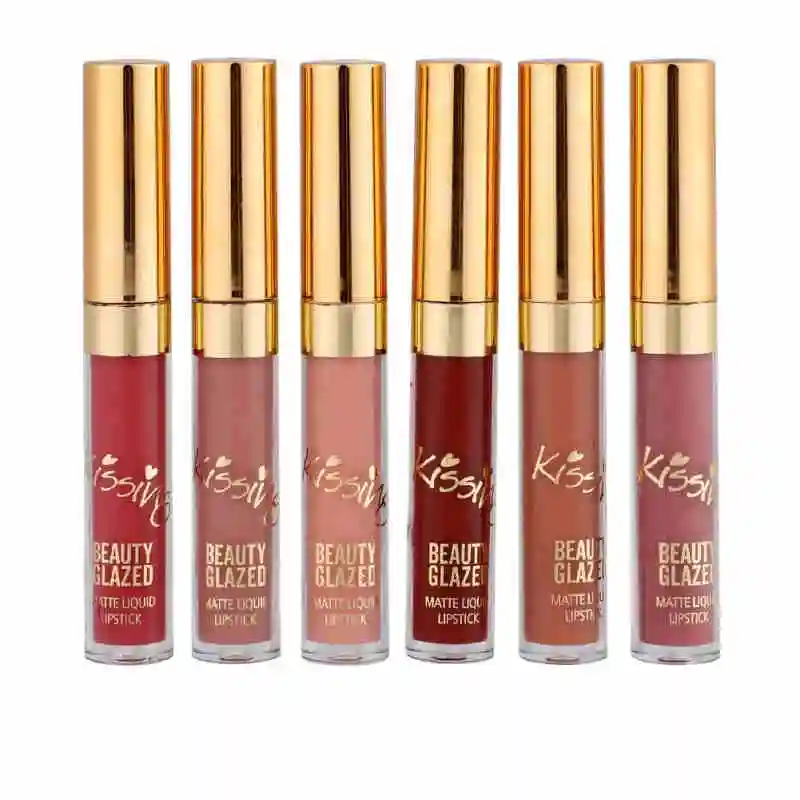 Vip BEAUTY GLAZED 6 шт./компл. Матовая жидкая губная помада блеск для губ профессиональный макияж, матовая губная помада, набор для губ, Длительное Действие, набор для макияжа бровей, оттенок леди