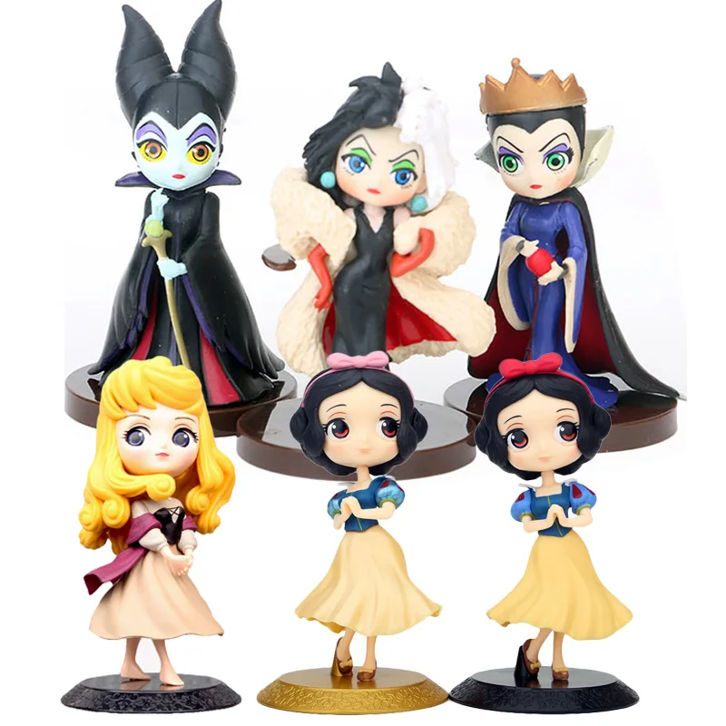 Q Posket Evil Queen Princess Action Figure 101 Dalmatians Cruella De Vil Anime Collectible Doll Aurora Briar Rose Kids Toys