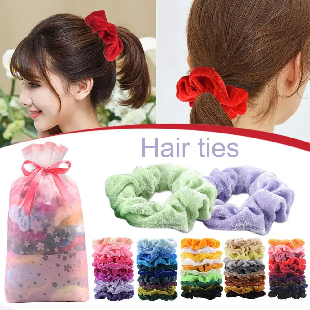 50 шт. эластичные резинки для волос разноцветные мягкие аксессуары