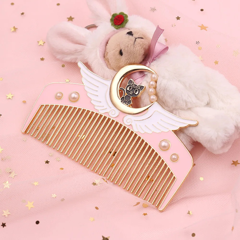 

Cartoon Sailor Moon Card Captor Sakura Combs Metal Hair Comb Hairdressing Anti-static Barbers Comb Female Beauty Styling Tools