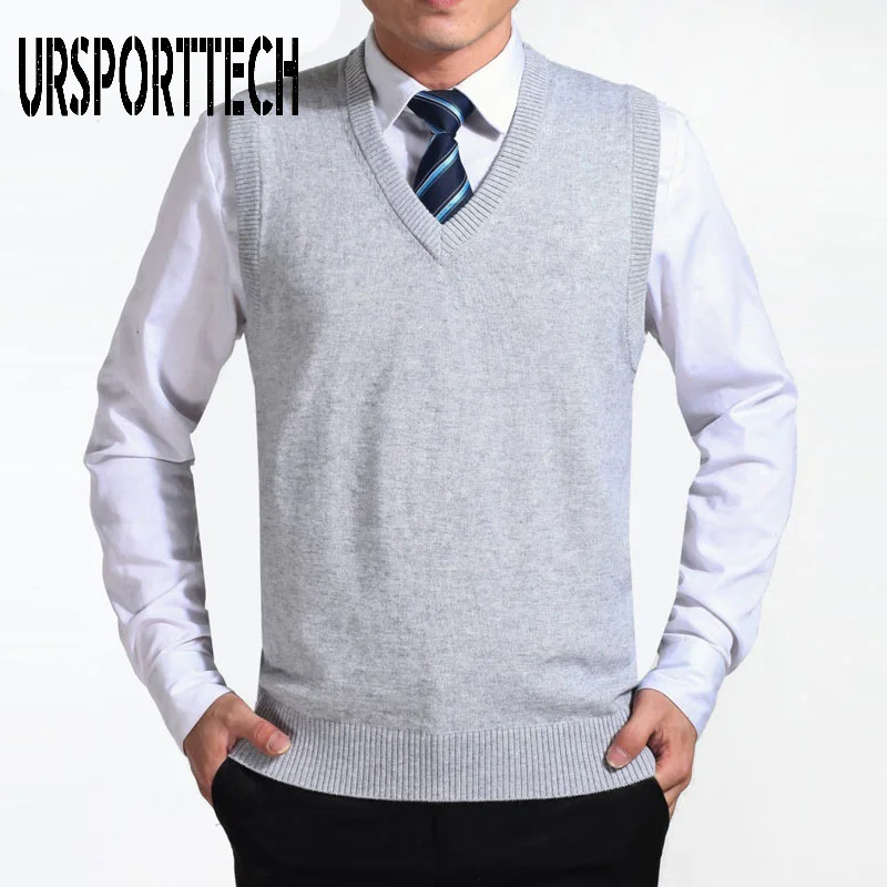 2020 New Arrival Solid Color Sweater Vest Men Cashmere Sweaters Wool Pullover Brand V-Neck Sleeveless for | Мужская одежда