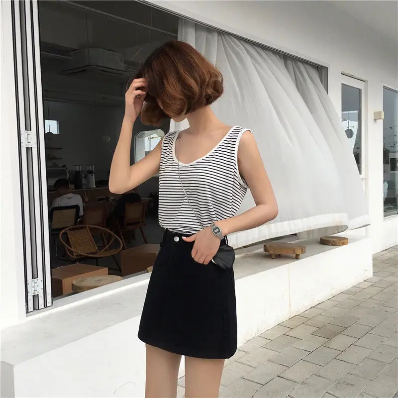 

Ins Wine Red Denim Skirt Female Students Summer New High Waist Was Thin Wild A-line Skirt