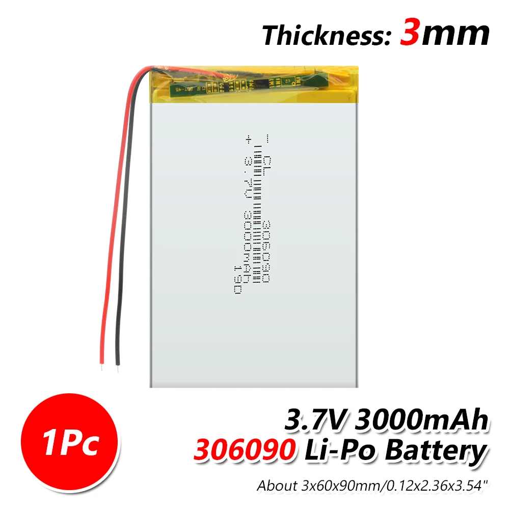 

1/2/3/4 Pcs 3.7V 306291 lithium polymer batteries 306090 containing 3000mAh For 7 inch Tablet PC MP4 GPS PSP Universal Battery