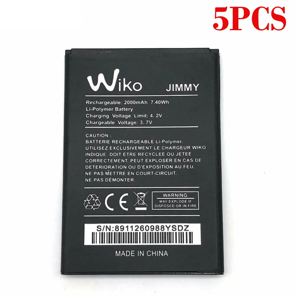 100% оригинальный 5 шт. телефонный аккумулятор Jimmy для Wiko 1700 мАч сменный литий