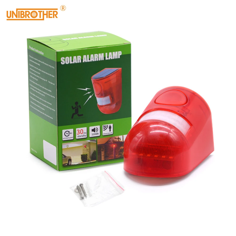 6 светодиодный сигнализация работающая от солнечной батареи красный свет датчик