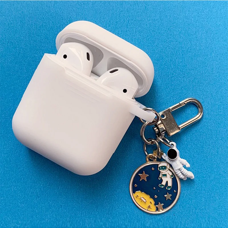 white Роскошный силиконовый чехол для космонавта, космонавта, для Apple, аксессуары для airpods, чехол, защитная крышка, коробка, Bluetooth, чехол для наушников, кольцо для ключей - Цвет: white