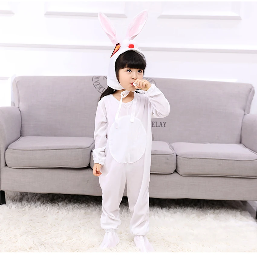 Детские костюмы для косплея с милым розовым кроликом девочек комбинезон зажимом