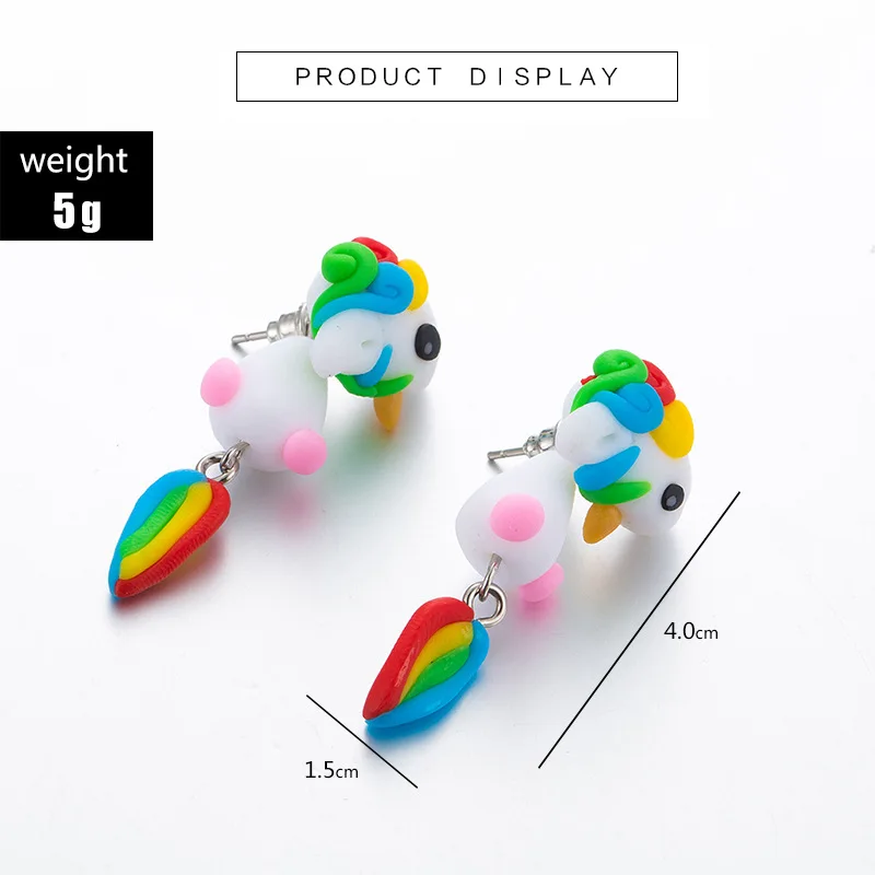Милые серьги из полимерной глины с единорогом для женщин модные ювелирные