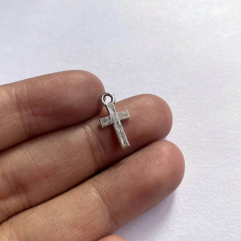 

150pcs /lot 16x8mm Small Cross Charms Tibetan Silver Color Tone Pendant Making DIY Handmade Jesus Faith Aesthetics Accessories