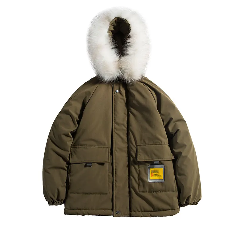 Женская Толстая куртка с капюшоном теплая Осенняя парка большим мехом и