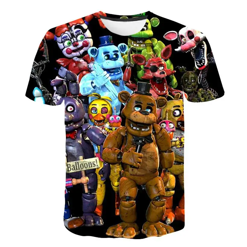 Футболка для мальчиков и девочек 4 14 лет мультяшный 3D Рисунок fnaf одежда детей