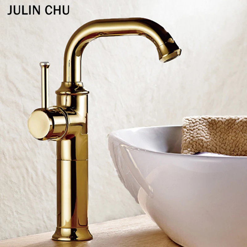 

Gold Bathroom Basin Faucet Brass Luxury Polished Chrome Black Bronze Sink Tap Single Hole Mixer Deck Mounted Lavatory Vessel