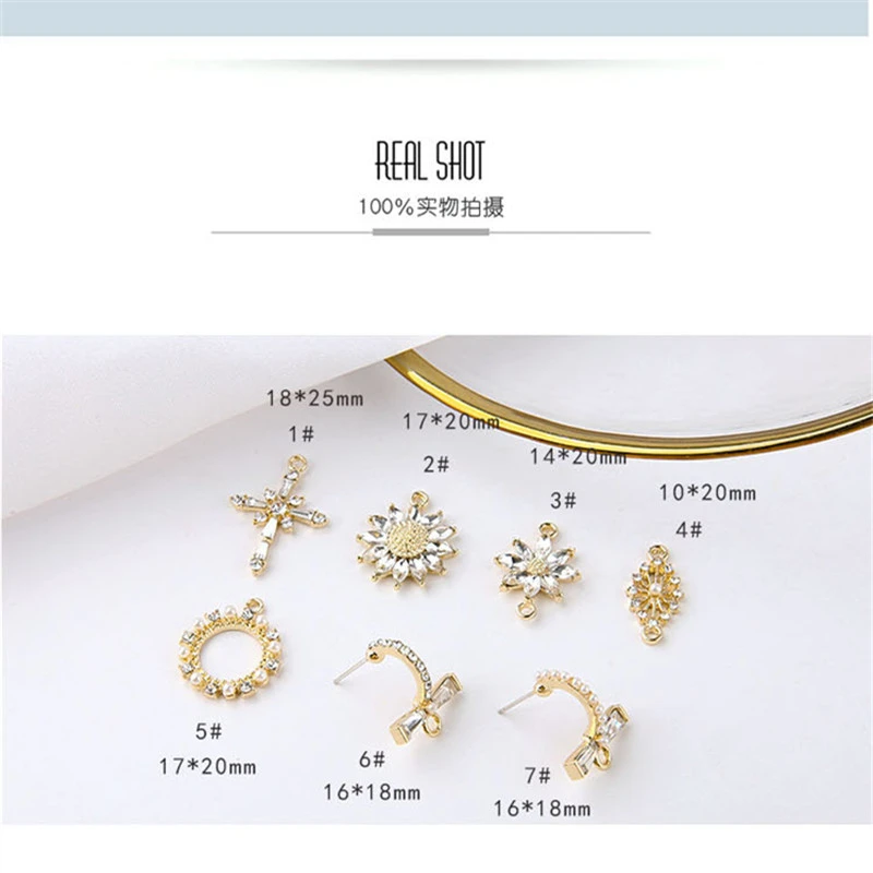 6 шт. Новинка 2020 циркон серьги для женщин женские медные солнечные цветы крест