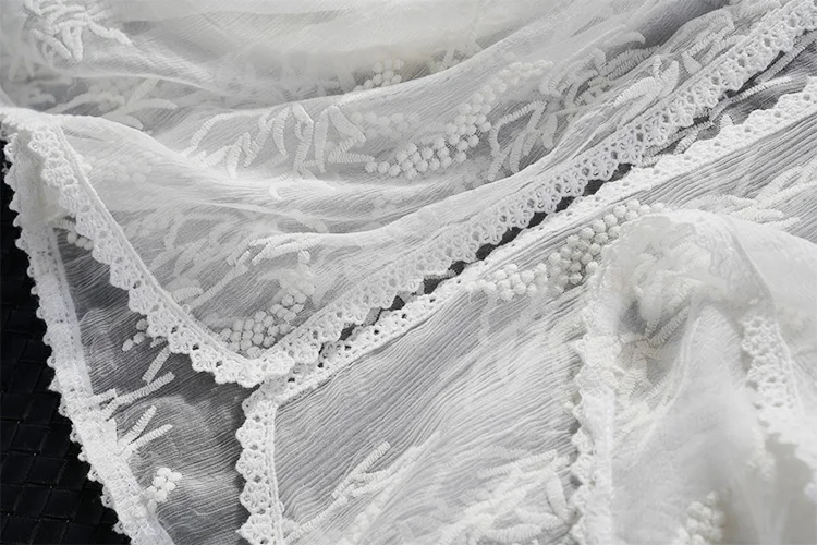 

Women's 100% Mulberry Silk White Embroidery Thin type Coat Top Cardigan half Sleeve Blouse Summer Beach Cover Up JN648