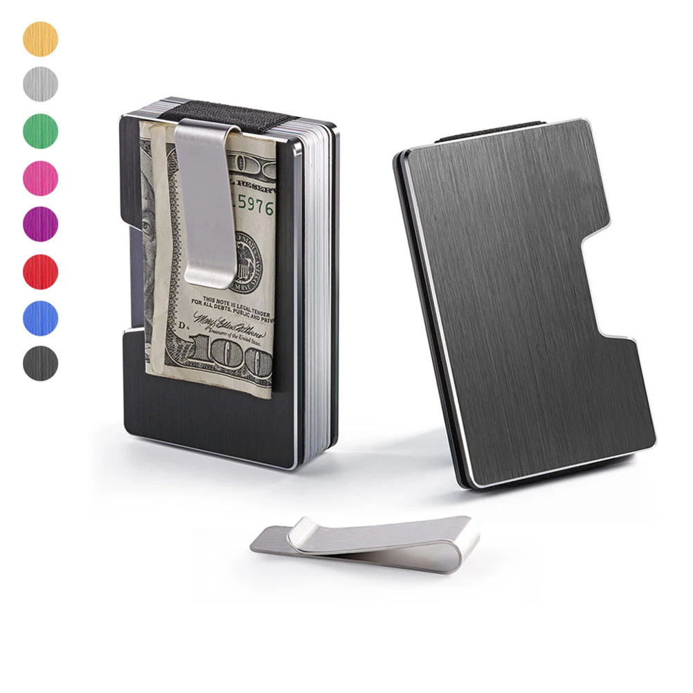 Мужской кошелек из алюминиевого сплава с зажимом для денег RFID-блокировкой тонкий