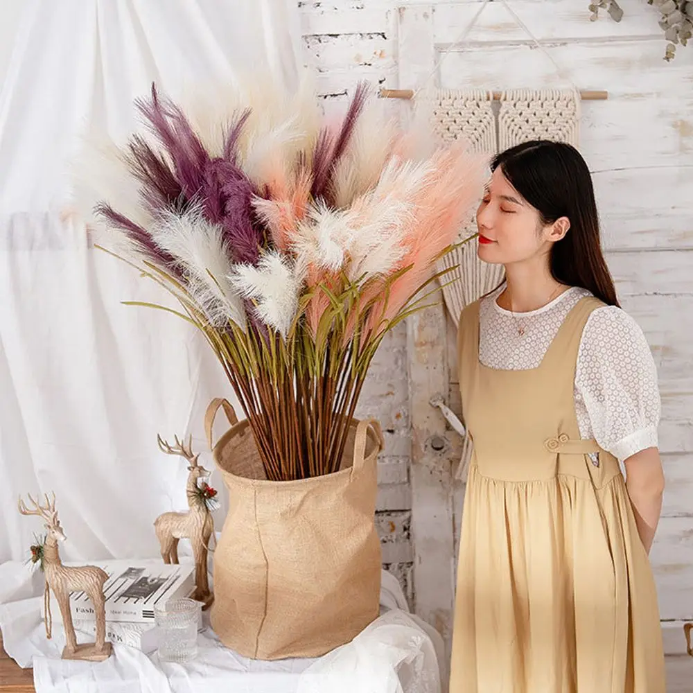 

Home Decoration Plant Stems Wedding Decor Artificial Faux Pampas Phragmites Plants Reed Bouquets Pampas Grass