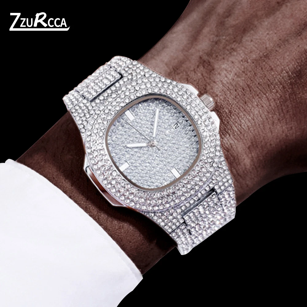 

Hip Hop Luxury Men Quartz Watches Diamond Micropave Iced Out Watch for Men Waterproof Male Clock relogio masculino de luxo