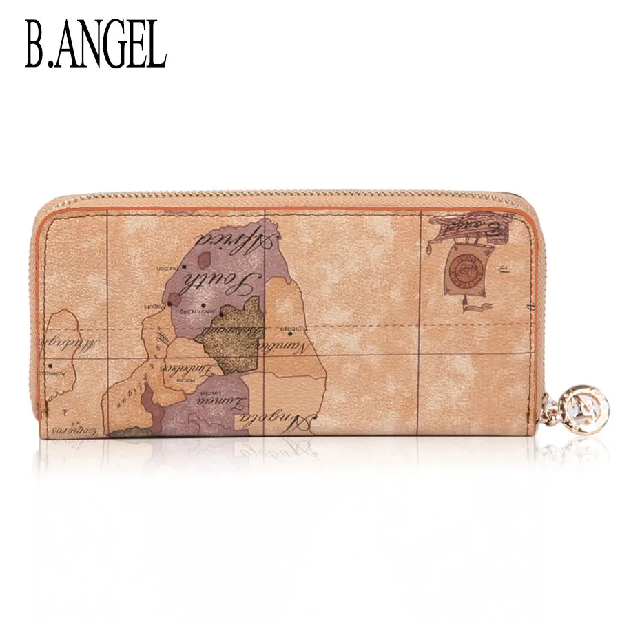 

World Map Wallet Multifunctional Long Women Wallet Zipper Change Hand Hold Ladies Bag Card Holder Waterproof Retro Travel Wallet