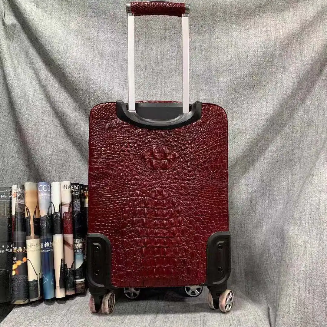 fanzunxing new arrival  crocodile leather men box Pull rod box  Universal wheel  Genuine crocodile leather men luggage