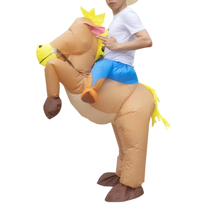 

Inflatable Cowboy on Horse Jumpsuit Riding Costume for Fancy Dress Party Halloween Christmas Adults Children Man Women