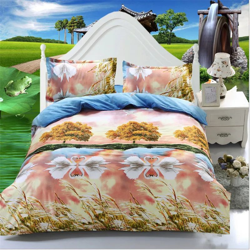 

3D Bedding Sets Bedclothes Flower Printing Bed Linen 4PCS Home Textiles Pillowcases Bed Sheet Full Queen Size Duvet Cover Set