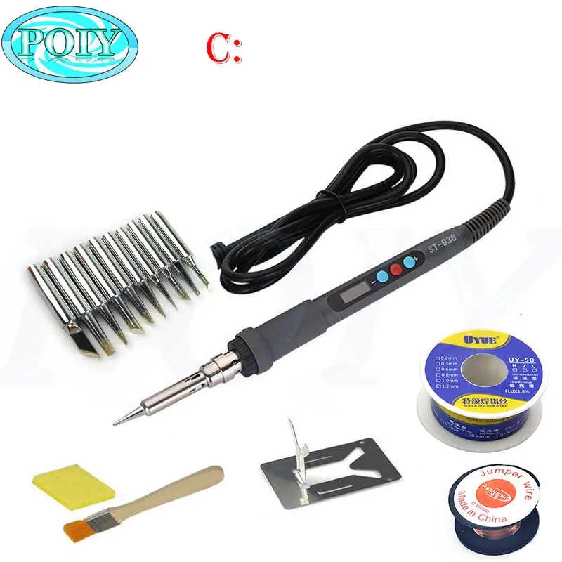 ST936 60 Вт Электрический паяльник паяльная сварочная пушка светодиодный паяльная станция с цифровой регулируемой температурой 220 В 110 В - Цвет: C