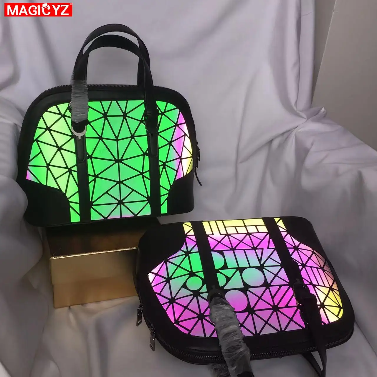 geometric diamond irregular shell bag ladies luminous office crossbody bag for women quality holographic designer shoulder bag free global shipping