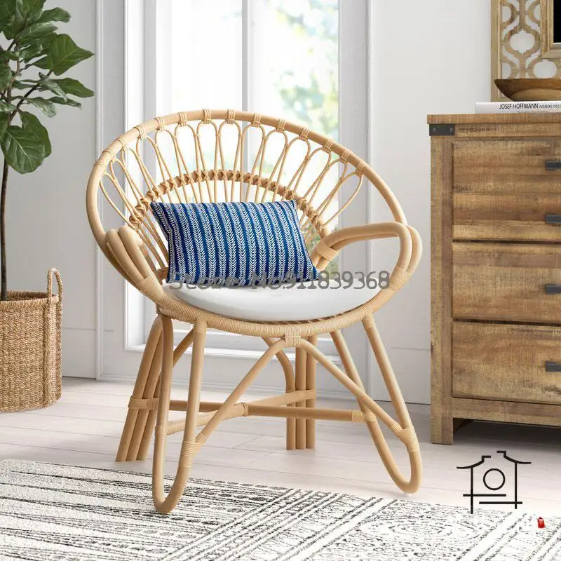 Japanese-style ins rattan single sofa chair natural real home living room lounge balcony lazy | Мебель