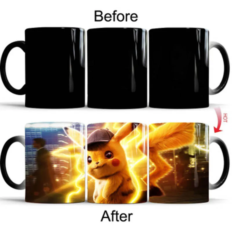 Style G Mug Новая 1 шт. 350 мл детектива Пикачу волшебная кружка для кофе 7 видов стилей мультфильм дети Подарочная кружка изменение цвета чашка для молока, чая Прямая - Цвет: Style G Mug
