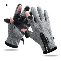 hot 3 fingers cut outdoor sport hiking gloves winter warm fishing gloves cotton waterproof anti slip durable fishing glove new