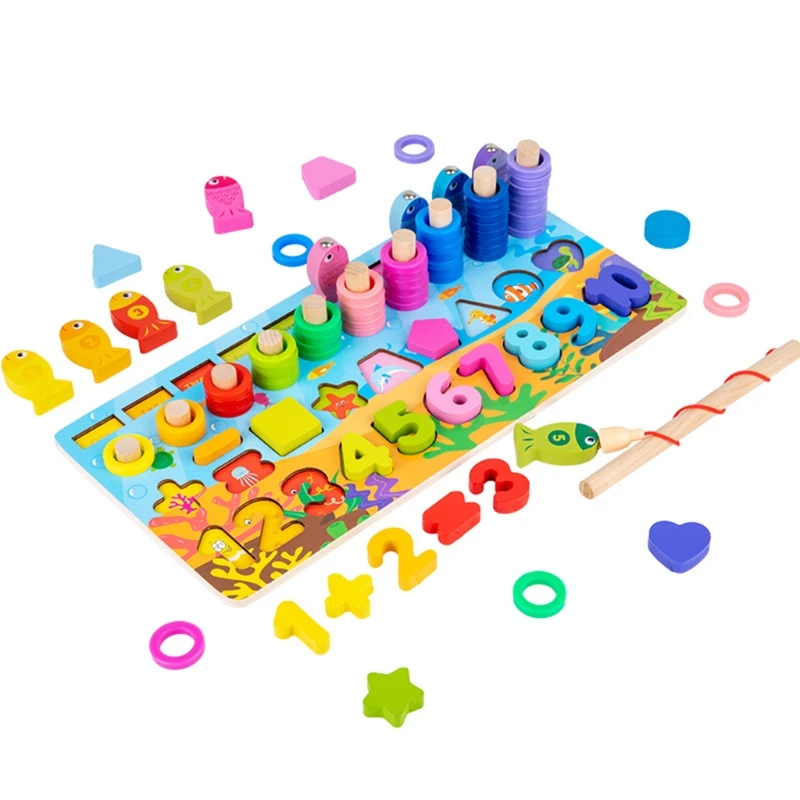 

Puzzle Toys Table Portable Real Wooden Fishing Toy Relieve Boredom 87HD