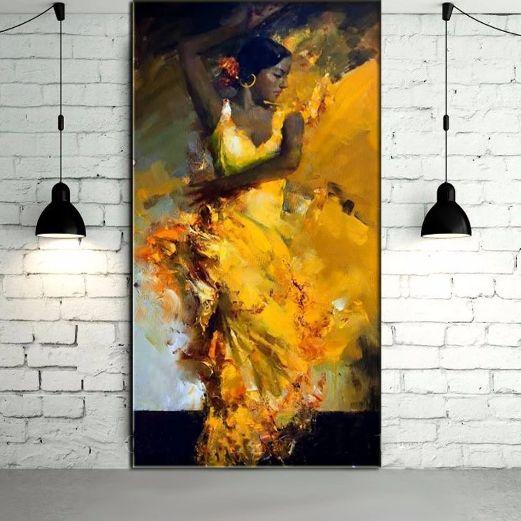 100% ручная роспись абстрактный портрет сексуальный Испанский танцор фламенко в
