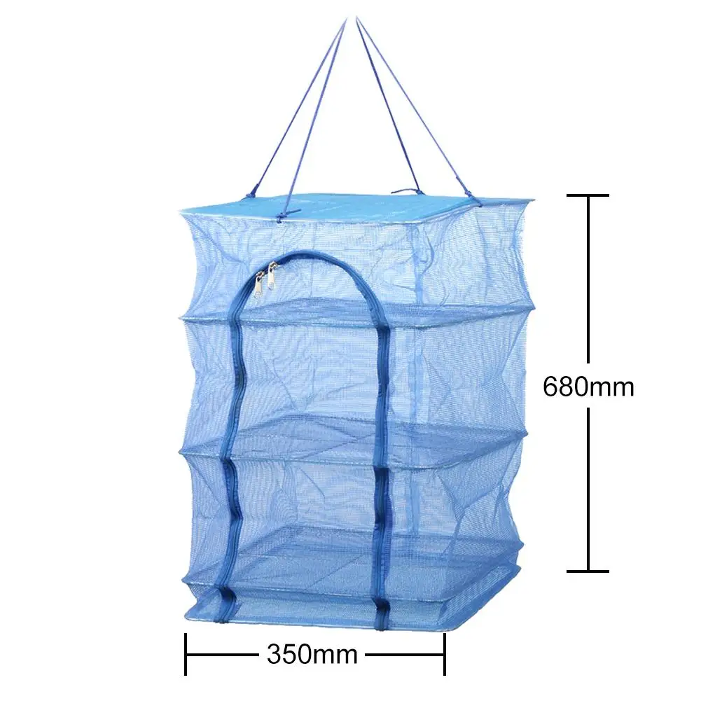 Складной 4 слоя сушки рыболовная сеть подвесная рыбы овощей посуды сушилка PE