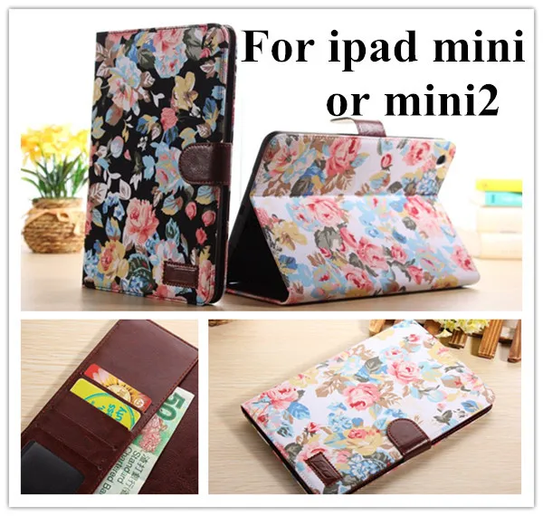 Винтажный кожаный чехол с цветочным рисунком для Apple iPad mini 1 ipad mini2 держателем
