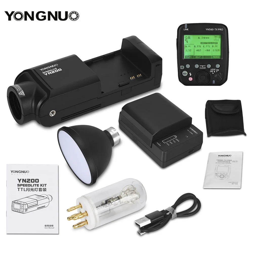 Светодиодная лампа для видеосъемки YONGNUO YN200 вспышка светильник ttl фотокамер Speedlite HSS 2,4G 200W Батарея с Тип usb C совместимый YN560-TX(II)/YN560-TX Pro/YN862 для Canon Камера