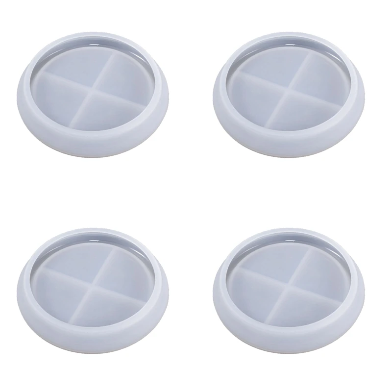 4Pcs Round Saucer Coaster Glue Round Silicone Diy Crystal Glue Mould