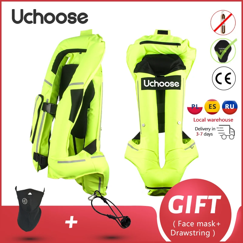 UCHOOSE Motorcycle Airbag Vest Motorcycle Life Jacket Reflective Safety Motocross Racing Riding Air bag System CE Protector