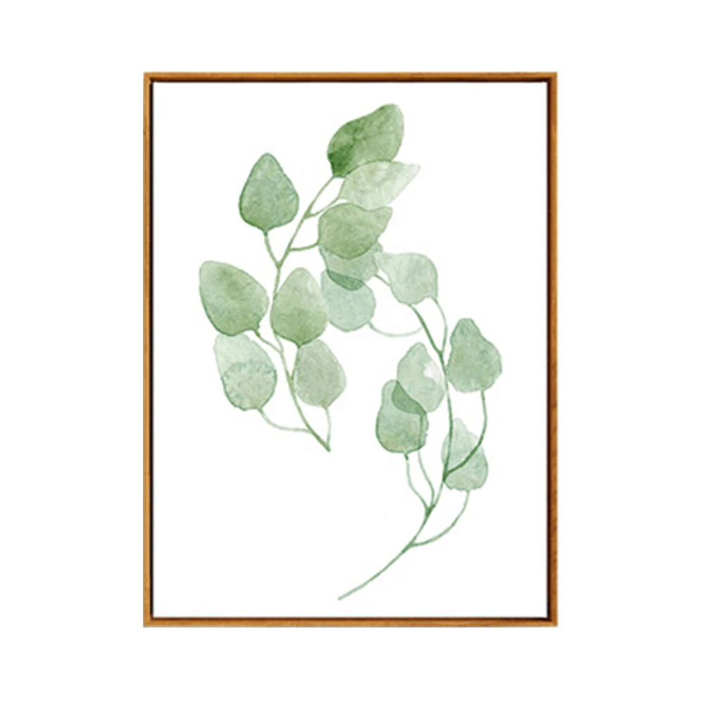 Лаконичное деревенское зеленое растение плакат зеленые листья холст