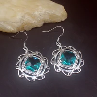 gemstonefactory big promotion unique 925 silver rare shiny green topaz women ladies jewelry gifts dangle drop earrings 20213763