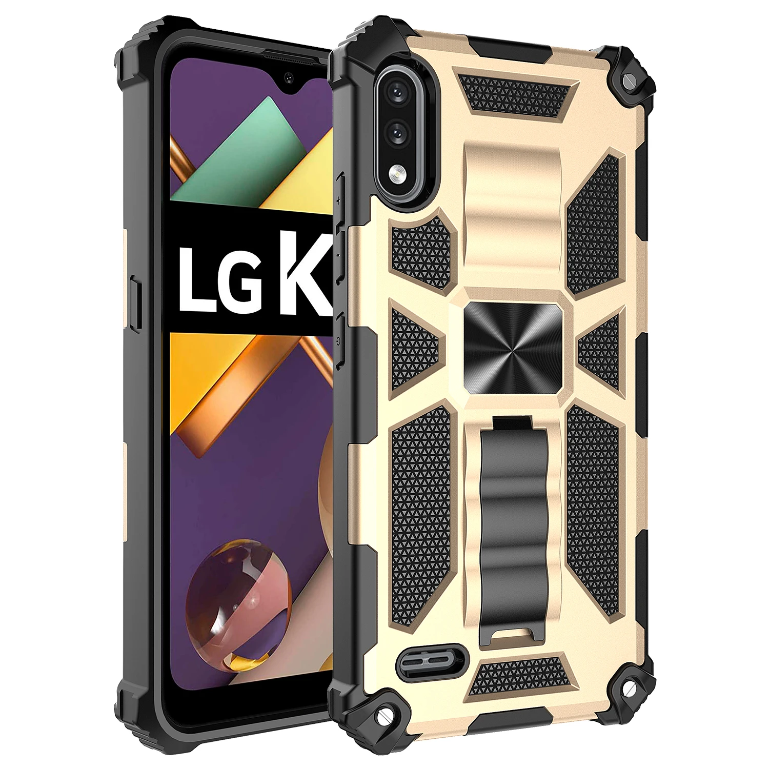 

Luxury Shockproof Rugged Armor Car Magnetic Phone Case For LG Stylo 7 K52 K53 Q62 Q52 5G 4G Anti Fall Bracket Protection Cover