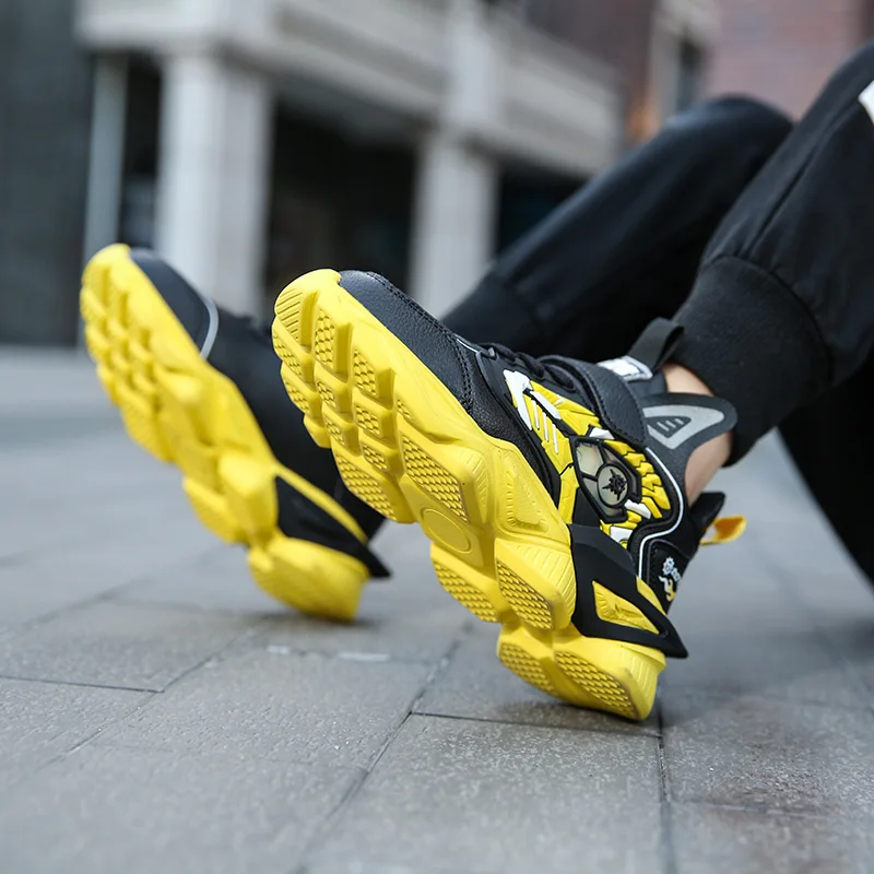 JIEMIAO 2021 Fashion Kids Mecha Cartoons Sneakers for Boys Girls Sports Shoes Non-slip Children Leather Waterproof Casual Shoes