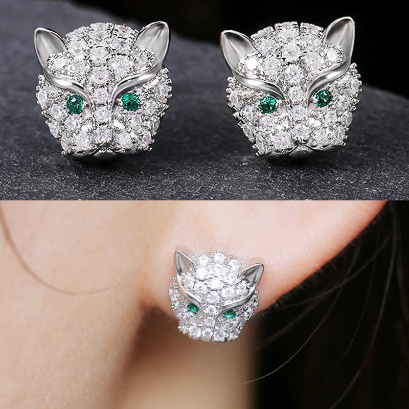 

Mifeiya Exquisite Leopard Head Ring with Green Eye High Quality AAAAA CZ Crystal Rhinestone Zircon for Women Ladies Jewelry