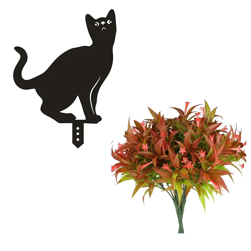 

Plants Outdoor Fake Tropical Flowers Morning Glory With Cat Yard Art Gardening Ornaments Home Garden Backyard Lawn Decor